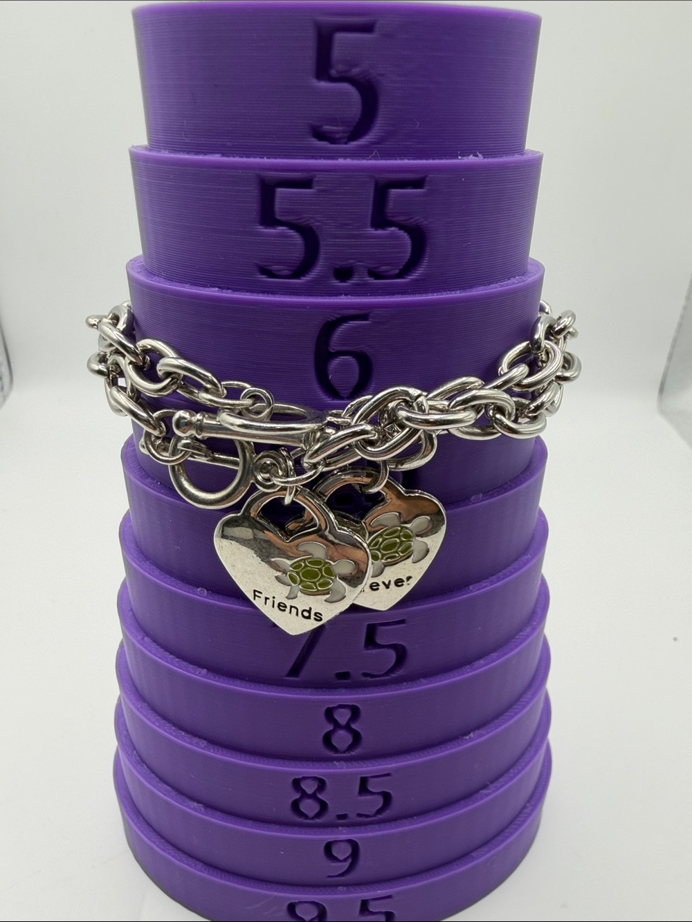 Silver Friends Forever Heart Charm Chain Bracelet - Silver
